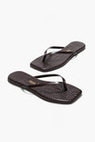 TKEES Square Toe Lily Style SQLIL-CARC in Carob Croc. women's croc leather square toe flip flop sandal.  Dress Flip Flops