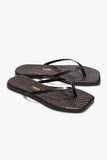 TKEES Square Toe Lily Style SQLIL-CARC in Carob Croc. women's croc leather square toe flip flop sandal.  Dress Flip Flops