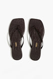 TKEES Square Toe Lily Style SQLIL-CARC in Carob Croc. women's croc leather square toe flip flop sandal.  Dress Flip Flops