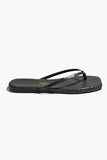 TKEES Square Toe Lily Style SQLIL-EMEC in Emerald Croc. Real Leather emerald green Croc embossed elevated Thong Flip Flop Sandal
