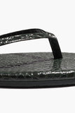 TKEES Square Toe Lily Style SQLIL-EMEC in Emerald Croc. Real Leather emerald green Croc embossed elevated Thong Flip Flop Sandal