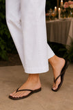 TKEES Square Toe Lily Style SQLIL-CARC in Carob Croc. women's croc leather square toe flip flop sandal.  Dress Flip Flops