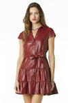 Tart Collection Clothing Viola Dress Style TS11590-S607 in Cabernet Vegan Leather;Vegan Leather Dress; 