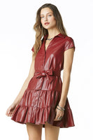 Tart Collection Clothing Viola Dress Style TS11590-S607 in Cabernet Vegan Leather;Vegan Leather Dress; 