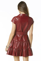 Tart Collection Clothing Viola Dress Style TS11590-S607 in Cabernet Vegan Leather;Vegan Leather Dress; 