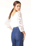 Tart Collections Clothing Calliope Top Style TN81757-N1750 in White;Ribbed Eyelet Sleeve Top; 