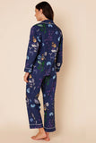 The Cats Pajamas Deerly Luxe Pima Pajama Style 360-456-NV in Navy; Women's Navy Blue Printed Cotton Pajama Set