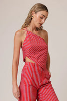 The Line and DOt Clothing Claudine Asymmetrical Top STyle LT5843M in Red; 