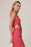 The Line and DOt Clothing Claudine Asymmetrical Top STyle LT5843M in Red; 