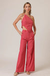 The Line and DOt Clothing Claudine Pants Style LP8615M in Red; Red Striped Wide Leg Pant