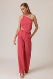 The Line and DOt Clothing Claudine Pants Style LP8615M in Red; Red Striped Wide Leg Pant