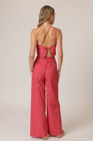 The Line and DOt Clothing Claudine Pants Style LP8615M in Red; Red Striped Wide Leg Pant