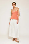 The Line and Dot Clothing Saffy Peplum Top Style LT4657B in Coral; Knit Corset Style Strapless Top; Summer Strapless Top