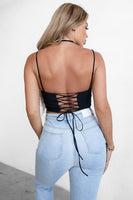 Tic Toc La Clothing Miah Halter Corset Top Style TH29130 in Black; black corset top