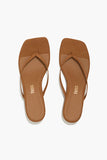 Tkees Square Toe Julia Suede Style SQJUL-AUTS in Camel Suede. Real Suede Kitten Heel Spring Summer Elevated Thong Slide Sandal