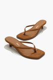 Tkees Square Toe Julia Suede Style SQJUL-AUTS in Camel Suede. Real Suede Kitten Heel Spring Summer Elevated Thong Slide Sandal