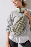 Urban Daisy Quilted Crossbody Sling Bag Style UDYHC230917-03 In Sand and in Black;Quilted Sling Bag;Nylon Quilted Sling Bag;Active Style Sling Bag; 