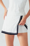 Urban Daizy Bray Waistband Colorblock Trim Skorts style UDAP6329 in White;Tennis Skort;Pickleball Skort; 