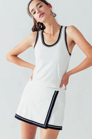 Urban Daizy Bray Waistband Colorblock Trim Skorts style UDAP6329 in White;Tennis Skort;Pickleball Skort; 