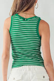 Urban Daizy Jade Stripe Rib Tank Top Style UDFF-292 in Green;Green Knit Tank Top;Striped Ribbed Tank Top; 