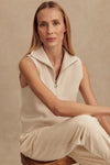 Varley Clothing Amina Half-Zip Knit Style VAR02744 SIBI in SIlver Birch;Half Zip Fall Top; 