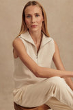Varley Clothing Amina Half-Zip Knit Style VAR02744 SIBI in SIlver Birch;Half Zip Fall Top; 