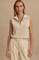 Varley Clothing Amina Half-Zip Knit Style VAR02744 SIBI in SIlver Birch;Half Zip Fall Top; 