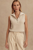 Varley Clothing Amina Half-Zip Knit Style VAR02744 SIBI in SIlver Birch;Half Zip Fall Top; 