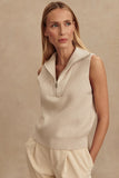 Varley Clothing Amina Half-Zip Knit Style VAR02744 SIBI in SIlver Birch;Half Zip Fall Top; 