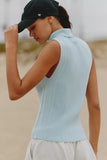 Varley Clothing Anastasia Rib Knit Tank Style VAR02749 WISK in Winter Sky; Ribbed Turtle Neck Tank Top; 