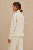Varley Clothing Arlene Zip-Through Sweat Style VAR03384 in Pristine;  Cream Colored Zip through Stand Collar Sweatshirt