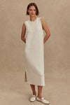 Varley Clothing Beatrice Midi Dress Style VAR02786 IVML in Ivory Marl;Ribbed Fall Midi Dress;Sporty Style Dress; 