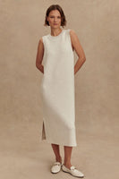 Varley Clothing Beatrice Midi Dress Style VAR02786 IVML in Ivory Marl;Ribbed Fall Midi Dress;Sporty Style Dress; 