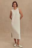 Varley Clothing Beatrice Midi Dress Style VAR02786 IVML in Ivory Marl;Ribbed Fall Midi Dress;Sporty Style Dress; 