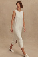Varley Clothing Beatrice Midi Dress Style VAR02786 IVML in Ivory Marl;Ribbed Fall Midi Dress;Sporty Style Dress; 