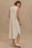 Varley Clothing Beatrice Midi Dress Style VAR02786 IVML in Ivory Marl;Ribbed Fall Midi Dress;Sporty Style Dress; 