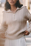 Varley Clothing Camello 2.0 Half-Zip Cable Knit Style VAR02160 in Parchment; Half-Zip Cable Knit Pullover; 