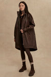 Varley Clothing Kirsten Raincoat Style VAR01423 DATR in Dark Truffle;Chocolate Brown Long Raincoat;Fall Raincoat; 
