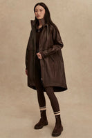 Varley Clothing Kirsten Raincoat Style VAR01423 DATR in Dark Truffle;Chocolate Brown Long Raincoat;Fall Raincoat; 