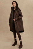 Varley Clothing Kirsten Raincoat Style VAR01423 DATR in Dark Truffle;Chocolate Brown Long Raincoat;Fall Raincoat; 