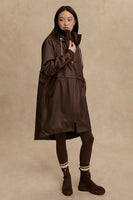 Varley Clothing Kirsten Raincoat Style VAR01423 DATR in Dark Truffle;Chocolate Brown Long Raincoat;Fall Raincoat; 