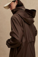 Varley Clothing Kirsten Raincoat Style VAR01423 DATR in Dark Truffle;Chocolate Brown Long Raincoat;Fall Raincoat; 