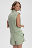 Varley Clothing Loretta Half-Zip Sleeveless Sweatshirt  Style VAR01892 in Snow Sage; 
