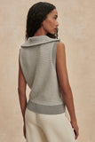 Varley Clothing Peterson Half Zip Style VAR03458 in Grey Melange with white. Grey and White Half-Zip Sleeveless Knit Top