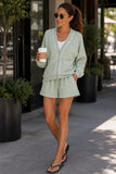 Varley Clothing Scottie Cardigan Style VAR03338 in Aqua Foam. Varley Clothing Scottie Cardigan Style VAR03338 in Aqua Foam.