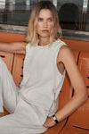 Varley Clothing Shea Cropped Tank Style Var02597-IVML in Ivory Marl; 