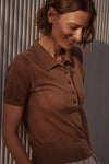 Varley Clothing Toni Fine Knit Polo Style VAR02932 DEES in Deep Sand; Knit Fall Polo Style Top