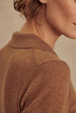 Varley Clothing Toni Fine Knit Polo Style VAR02932 DEES in Deep Sand; Knit Fall Polo Style Top