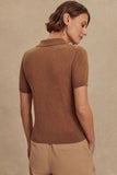 Varley Clothing Toni Fine Knit Polo Style VAR02932 DEES in Deep Sand; Knit Fall Polo Style Top