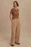 Varley Clothing Toni Fine Knit Polo Style VAR02932 DEES in Deep Sand; Knit Fall Polo Style Top